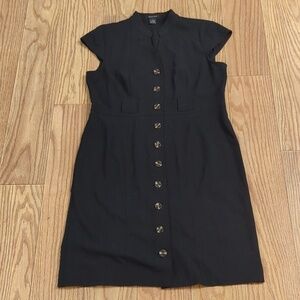 Black knee-length dress with v-neck, cap sleeve, stretch, Spense 14